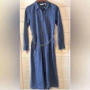 & Other Stories Lightweight Denim Button Down Long Sleeved Dress Size 2.